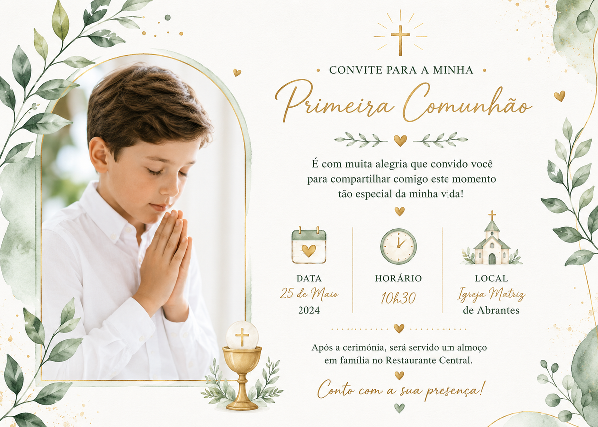 Convites de Primeira Comunhão Personalizados